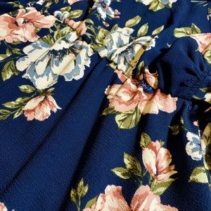 Navy Blue, floral, long sleeve, Dress